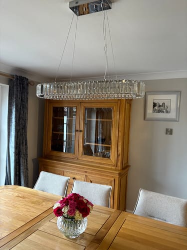 Customer photo review of Oval Crystal Linear Island Chandelier