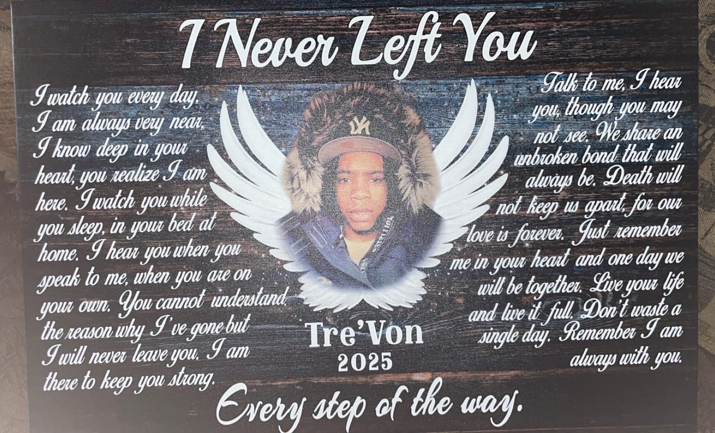 Customer photo review of Personalized Canvas Prints, Custom Photo, Memorial Gifts, Sympathy Gifts, Angel Wings I Never Left You Love Dem Canvas