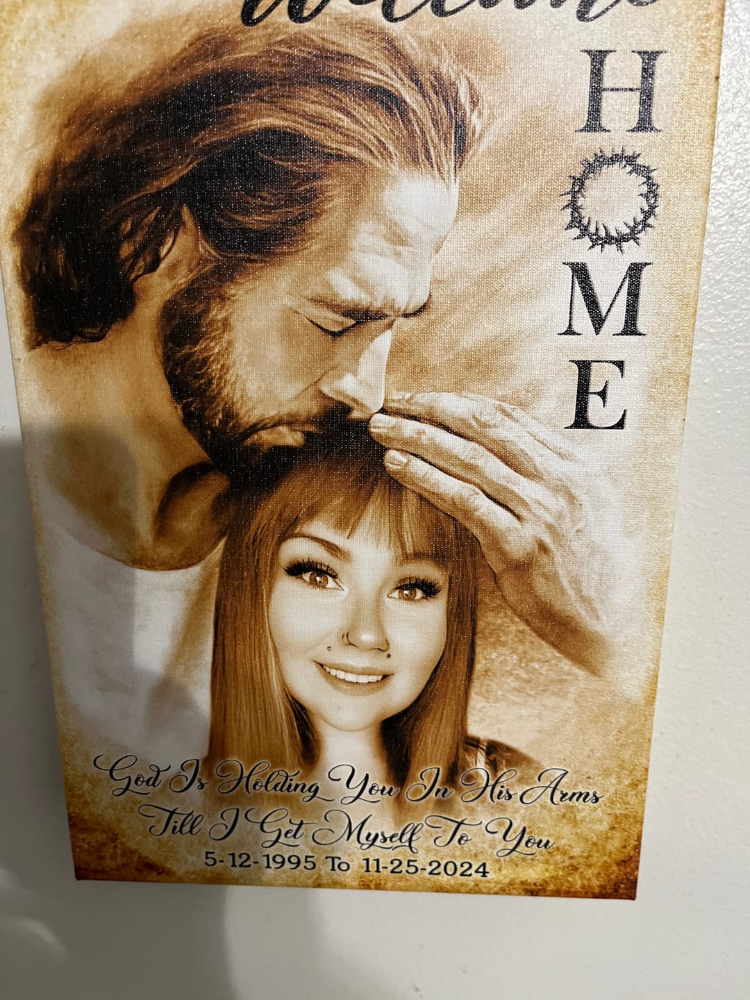 Customer photo review of Custom Canvas Prints, God Sympathy Gifts, Jesus Memorial Gift, Remembrance Gifts, Bereavement Gift, Welcome Home Jesus Canvas