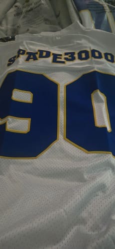 Customer photo review of Custom Black White-Gold Classic Style Mesh Authentic Football Jersey