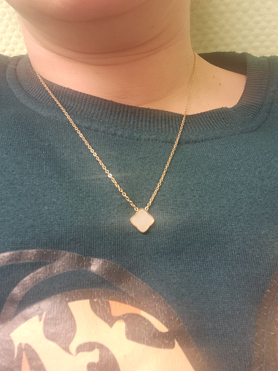 Customer photo review of Flora Gold White Necklace