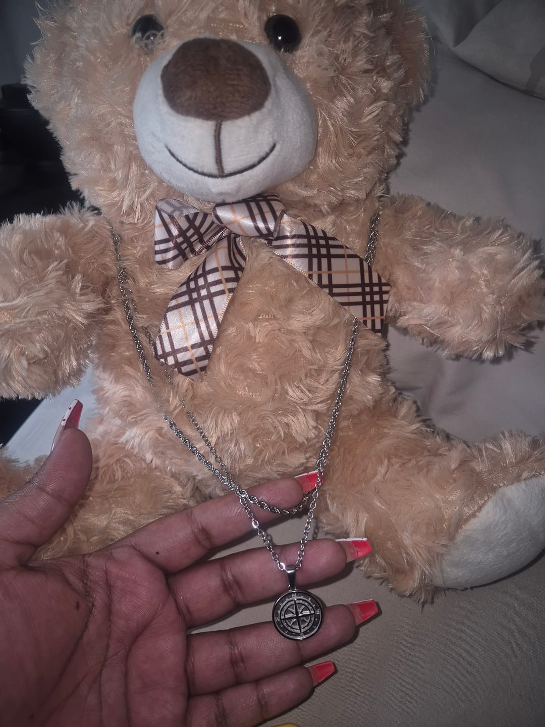 Customer photo review of Silver compass necklace