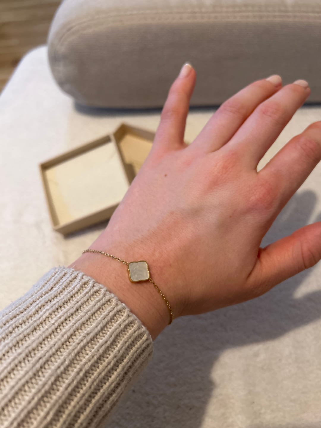 Customer photo review of Flora Gold White Bracelet