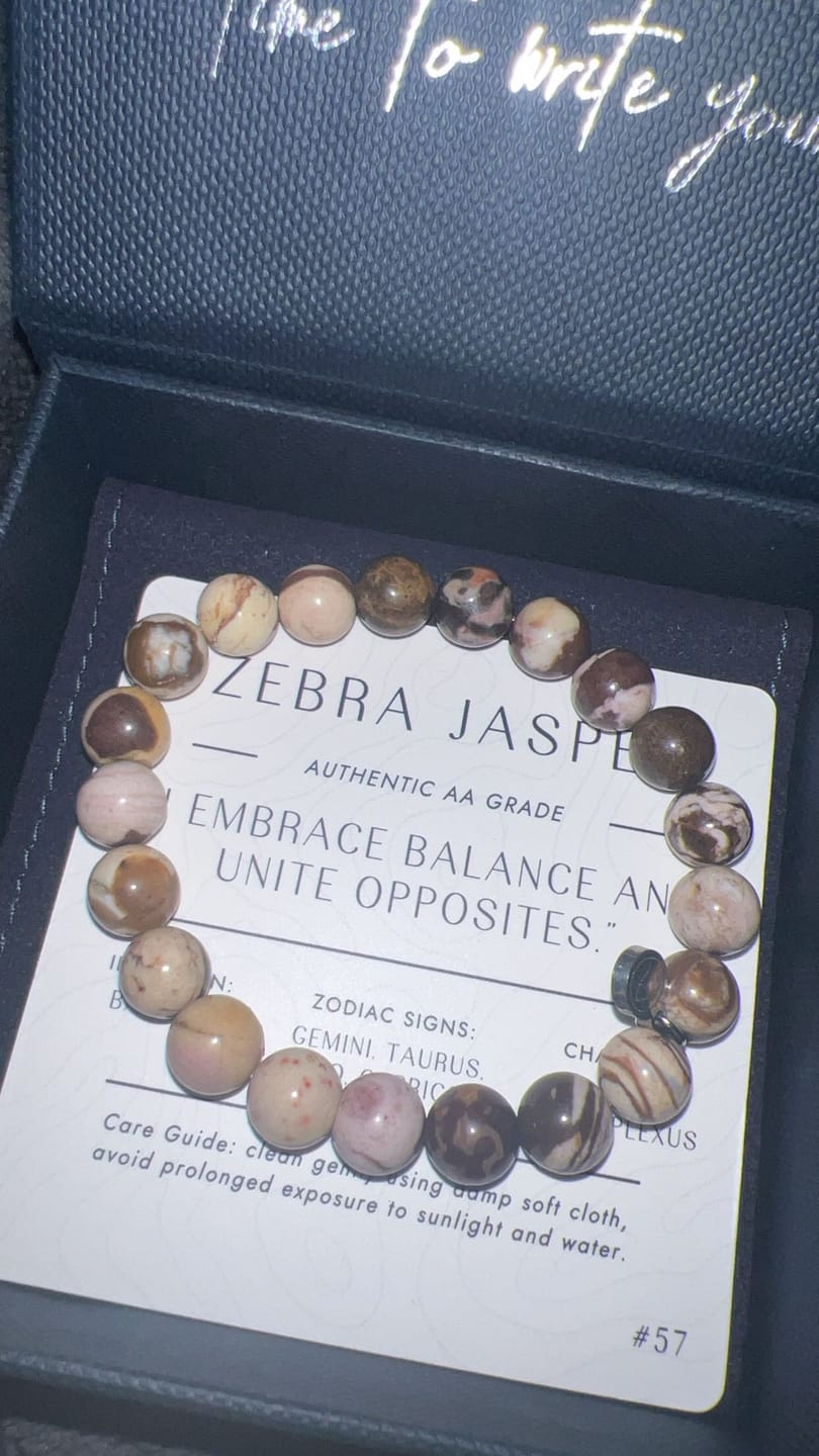 Customer photo review of Zebra Jasper Bracelet