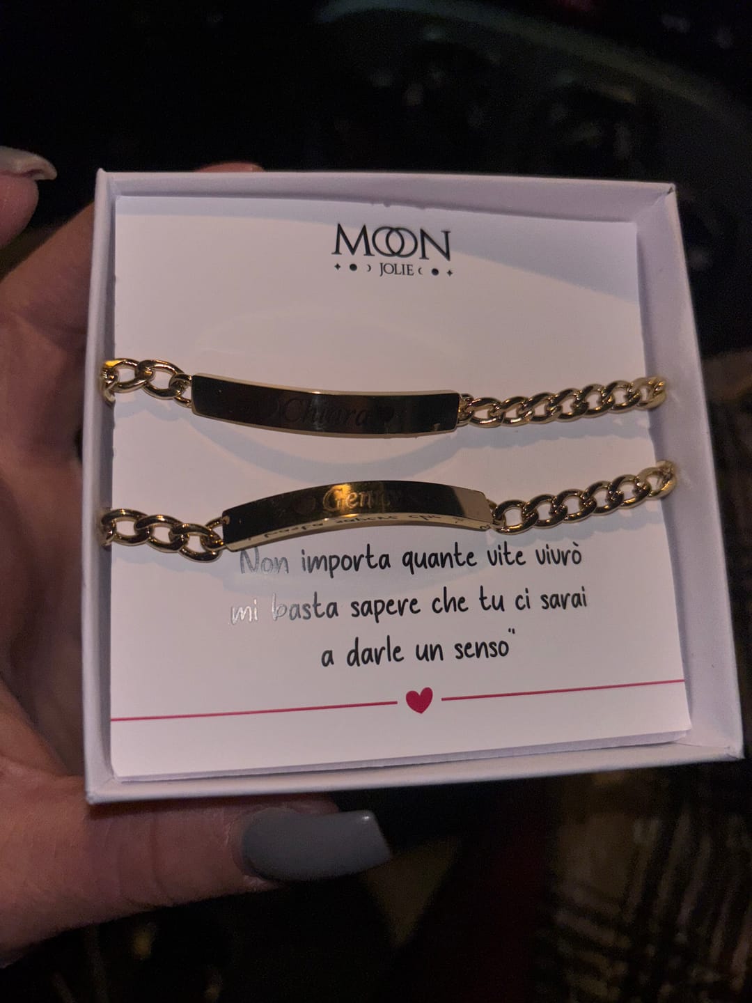 Customer photo review of Bracciali per Coppia Personalizzati con Incisione ✦ Unione Eterna