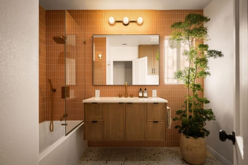 Customer photo review of Cape Breton 72" Wall Mount White Oak Bathroom Vanity, Double Sink