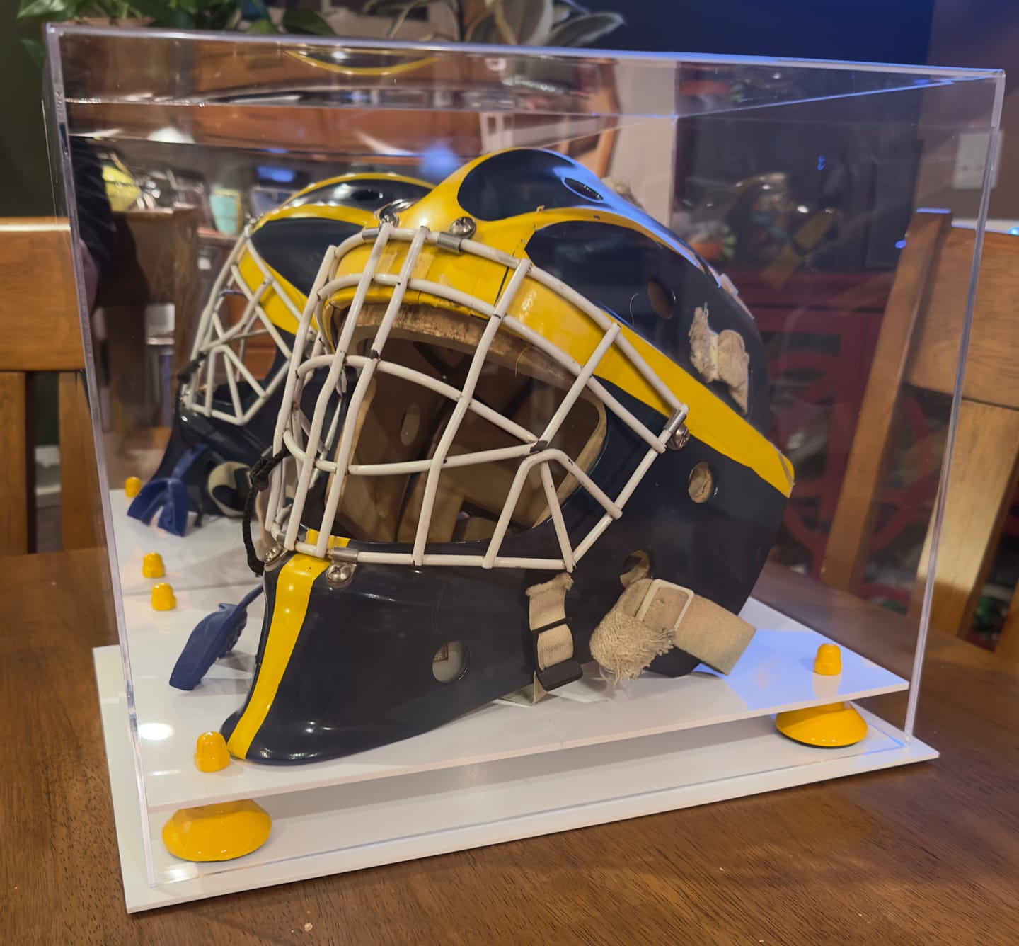 Customer photo review of Acrylic Catchers or Goalie Helmet Display Case - Mirror No Wall Mounts (A002/V44)
