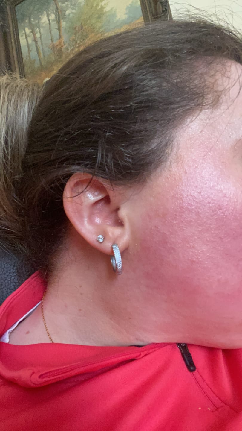 Customer photo review of Diamond Stud Earrings in Silver
