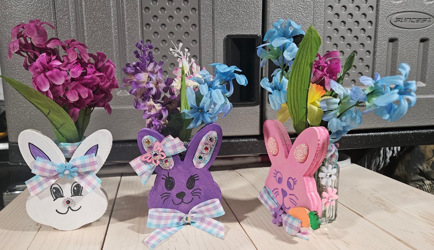 Customer photo review of Unfinished Wood Easter Bunny Head Shape - Craft - up to 46" DIY 4" / 1/2"
