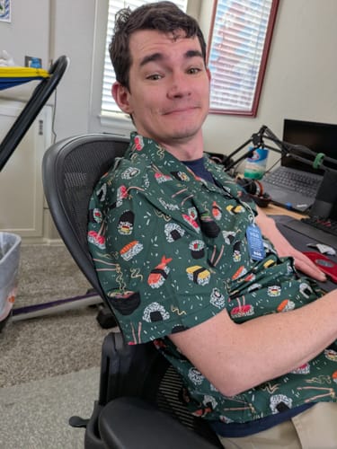 Customer photo review of Oishi Sushi Green Button Up Shirt