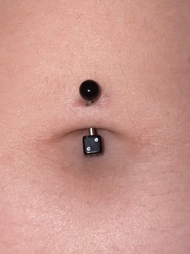 Customer photo review of UV Acrylic Dice Belly Rings