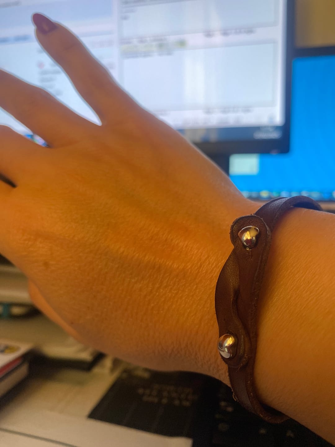 Customer photo review of Bracciale pelle Cuoricino Mio Palladio Tulsi