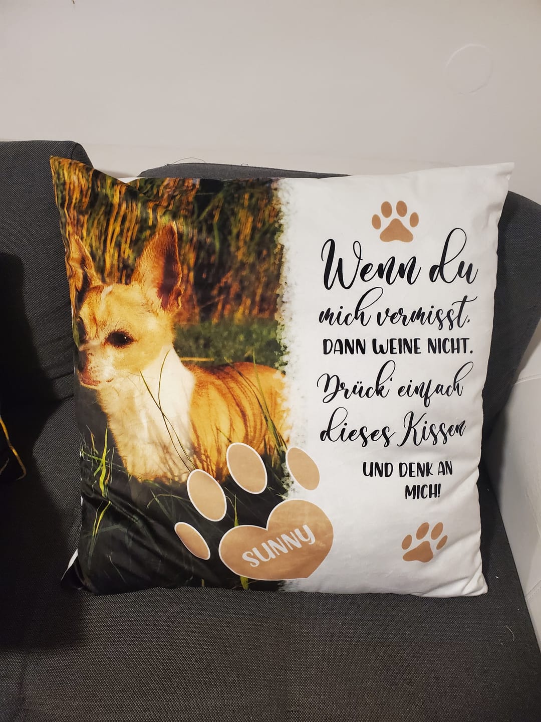 Customer photo review of Wenn du mich vermisst - Individuelles Kissen