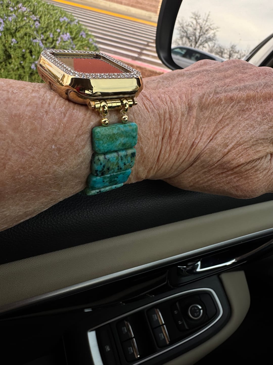 Customer photo review of Jade Serenity Stretch Apple Watch Strap