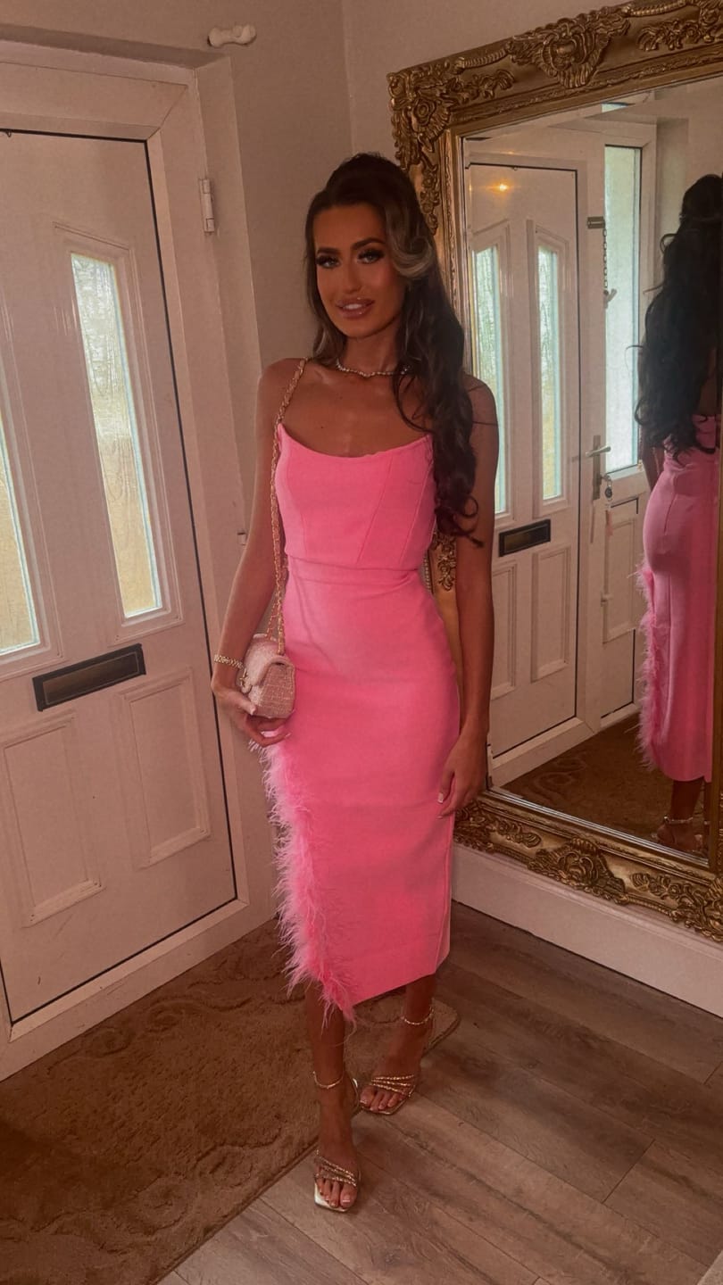 Customer photo review of LIZA Feather Pink Bandage dress (next day delivery Available )