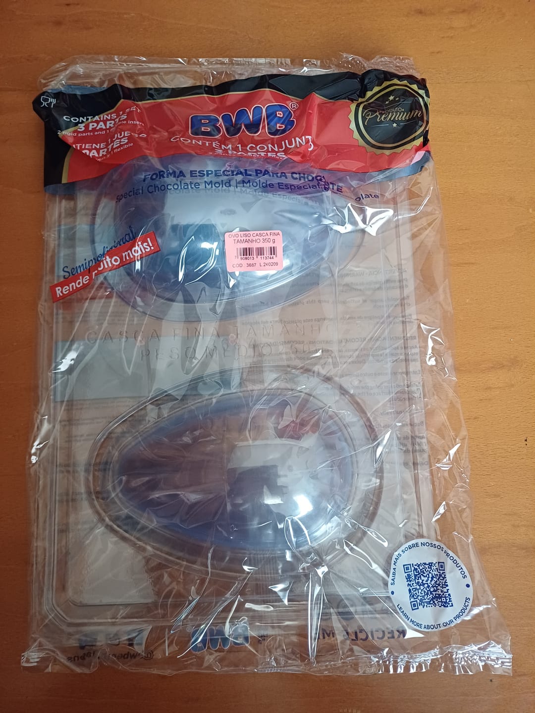Customer photo review of SPECIAL επαγγελματικό καλούπι σοκολάτας Αυγό με λεπτό κέλυφος 350 γρ.