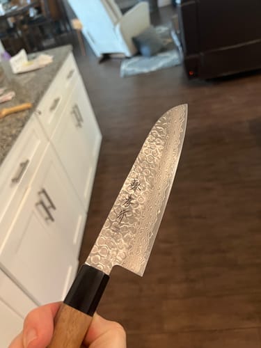 Customer photo review of Sakai Takayuki 45 Layer Damascus Wa Santoku 180mm (7.1")