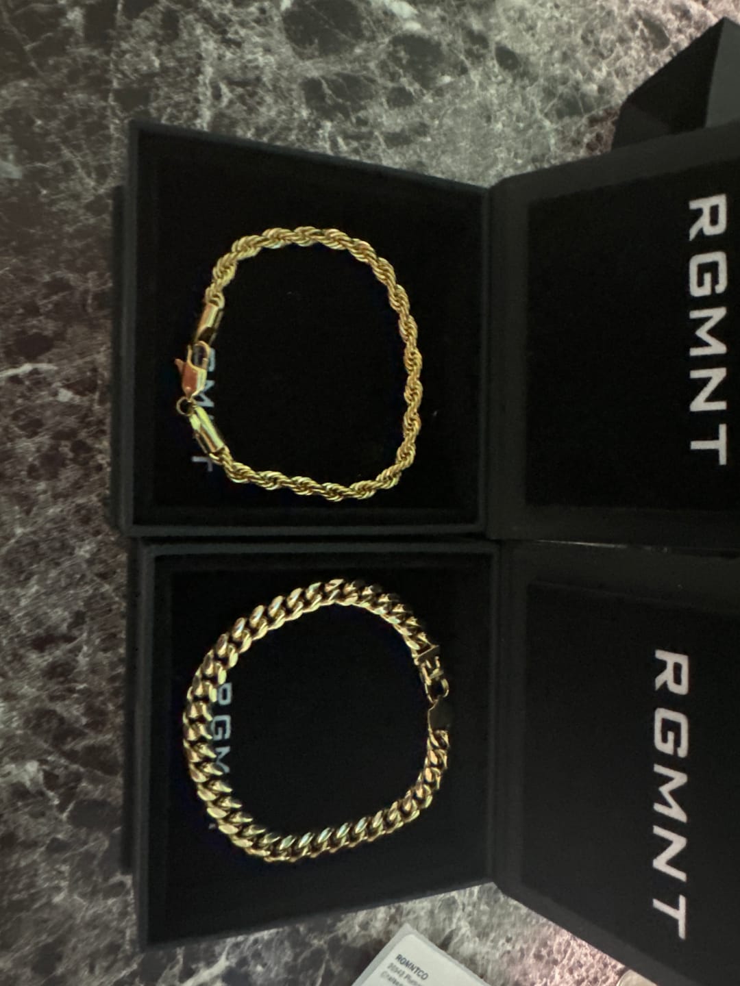 Customer photo review of Cuban 8mm + Rope 5mm Bracelet Stack - Gold RG320+RG322