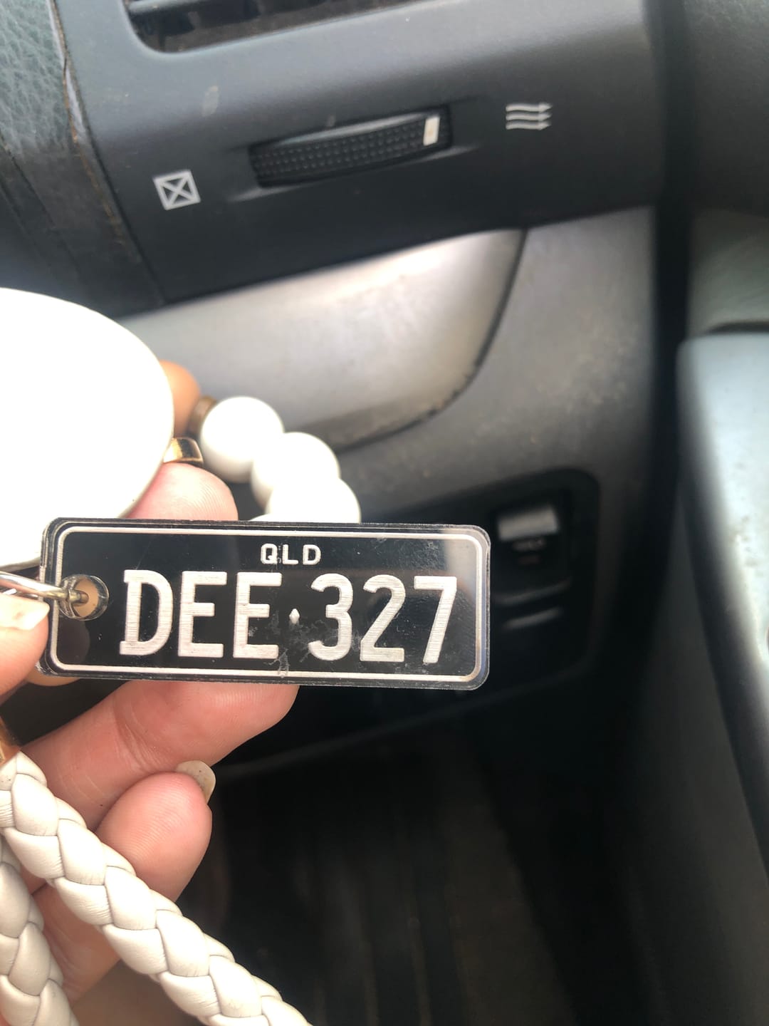 Customer photo review of QLD Classic Licence Plate Custom Keychain
