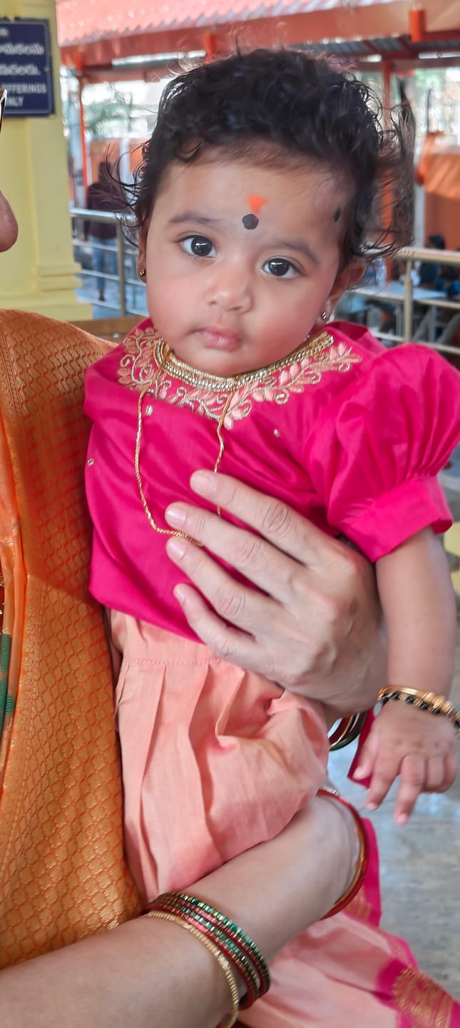 Customer photo review of Pink and blush langa blouse ethnic lehenga dress for baby girl