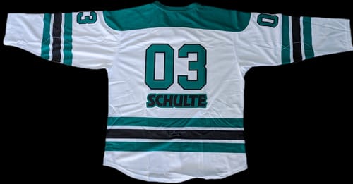 Customer photo review of Custom White Kelly Green Black Personalized Classic Lace-Up Neck Hockey Jersey