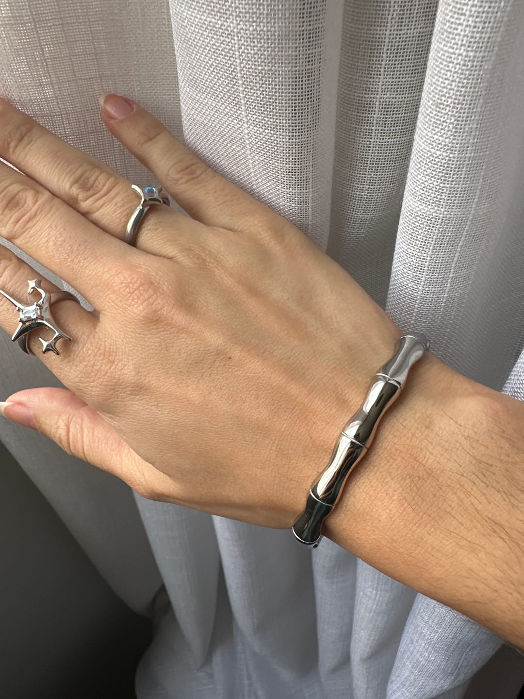 Customer photo review of Bracelete Bamboo - Prata