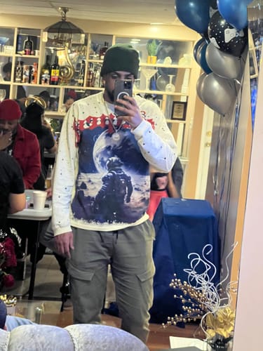 Customer photo review of Godspeed No Looking Back L/S Tee Cream