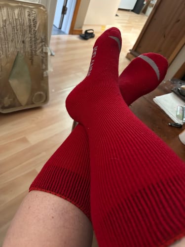Customer photo review of J.B. Field's Icelandic "30 Below Over-the-Calf" Merino Wool Thermal Sock