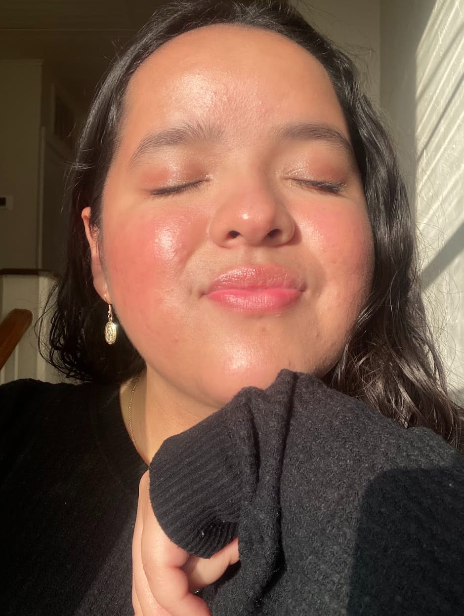 Customer photo review of Miraculous Medal Earrings // Gold