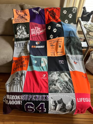 T-shirt quilt featuring utica college football by Melissa from NY