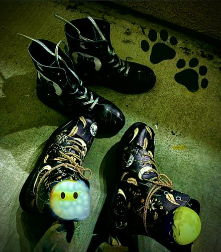 Customer photo review of Moonlit Botanica Boots - Vegan Leather Doc-Style Boots with Durable Stitched on Soles