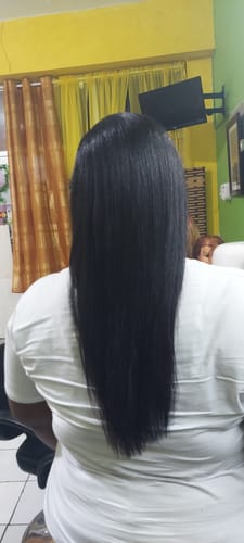 Customer photo review of at-home keratin treatment kit