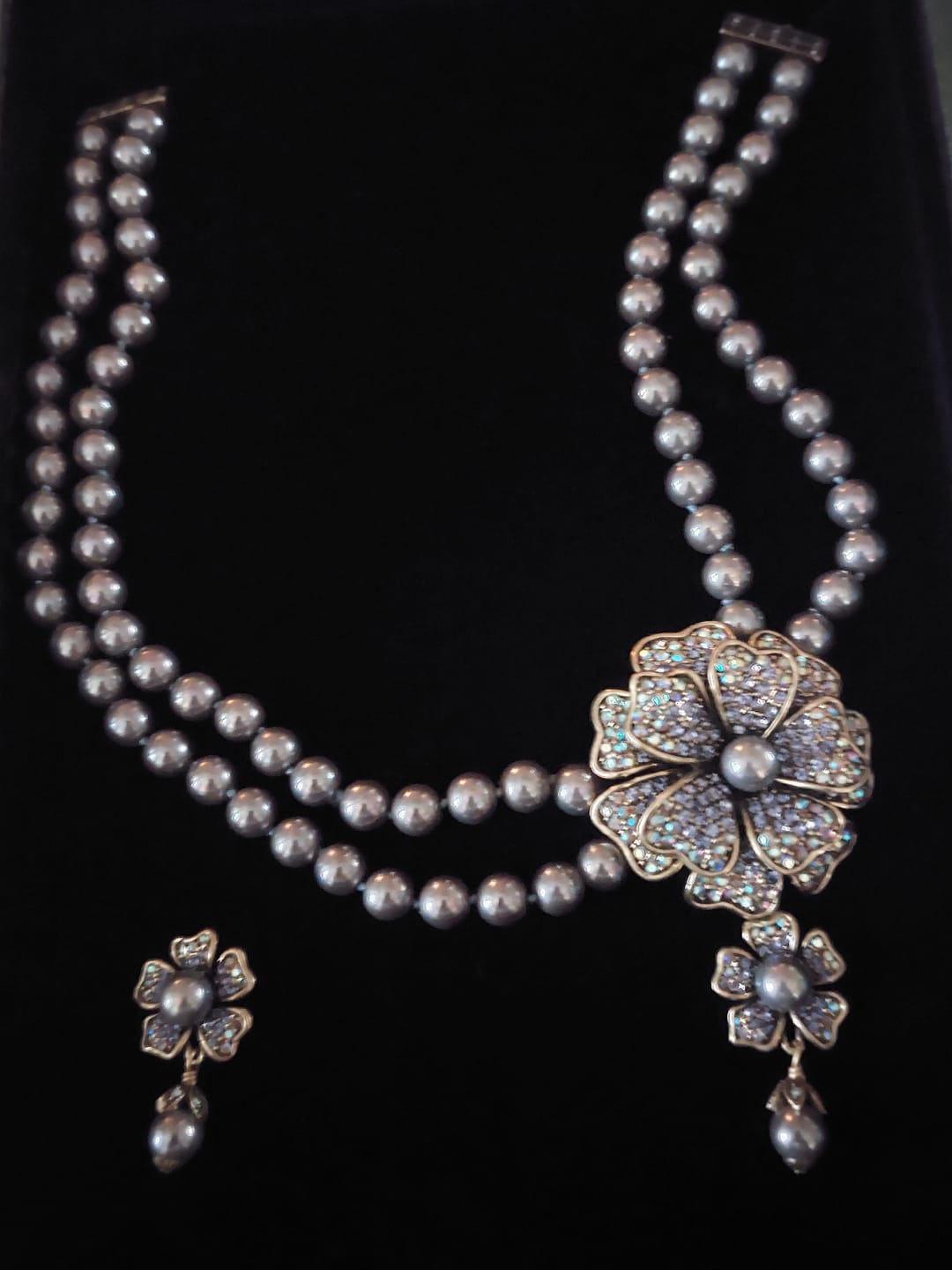 Customer photo review of Heidi Daus® "Passionate Posey" Beaded Crystal Earring & Necklace Floral Set