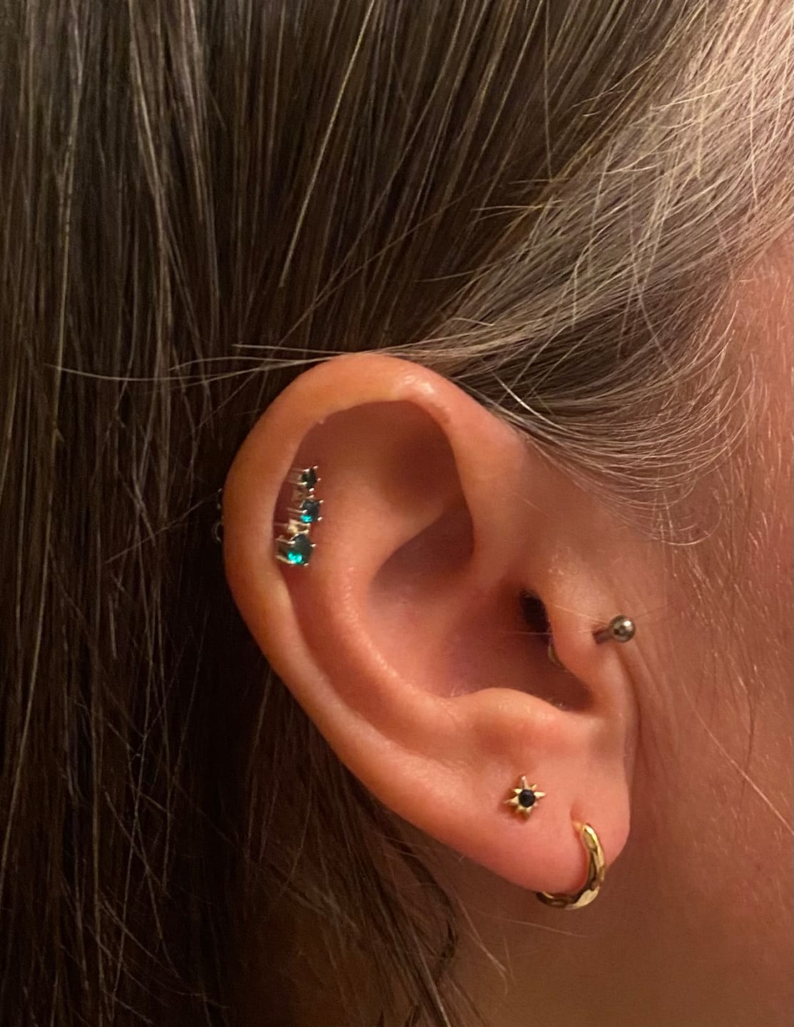Customer photo review of 18K Gold Vermeil Huggie Hoop Earrings