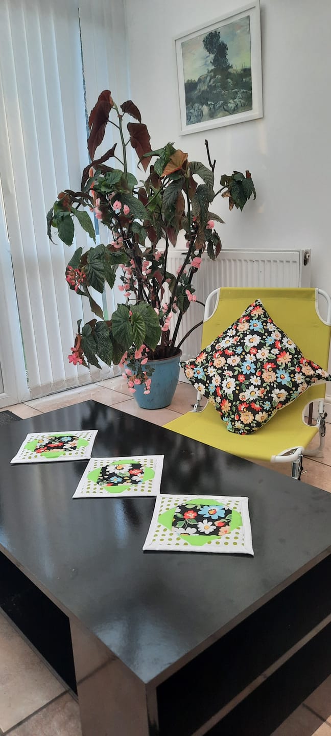 Customer photo review of Blue, Orange and White Floral Cotton Poplin Fabric