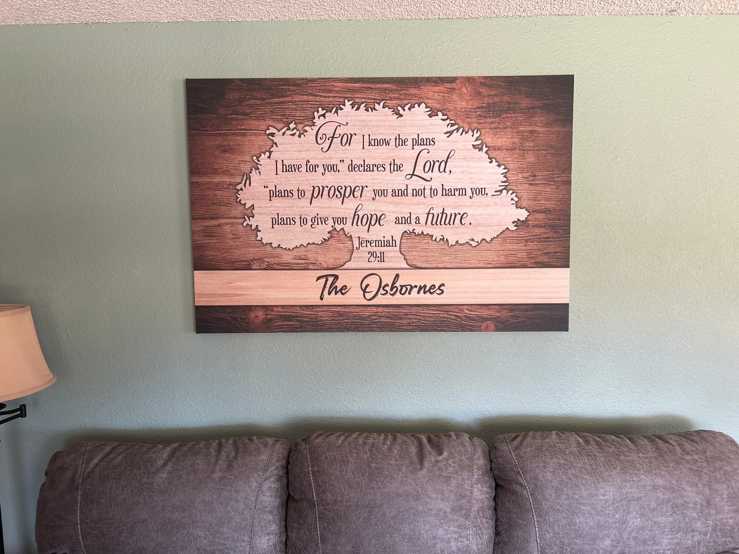 Customer photo review of For I Know The Plans I Have For You Jeremiah 29:11 Wall Art Canvas With Personalized Name