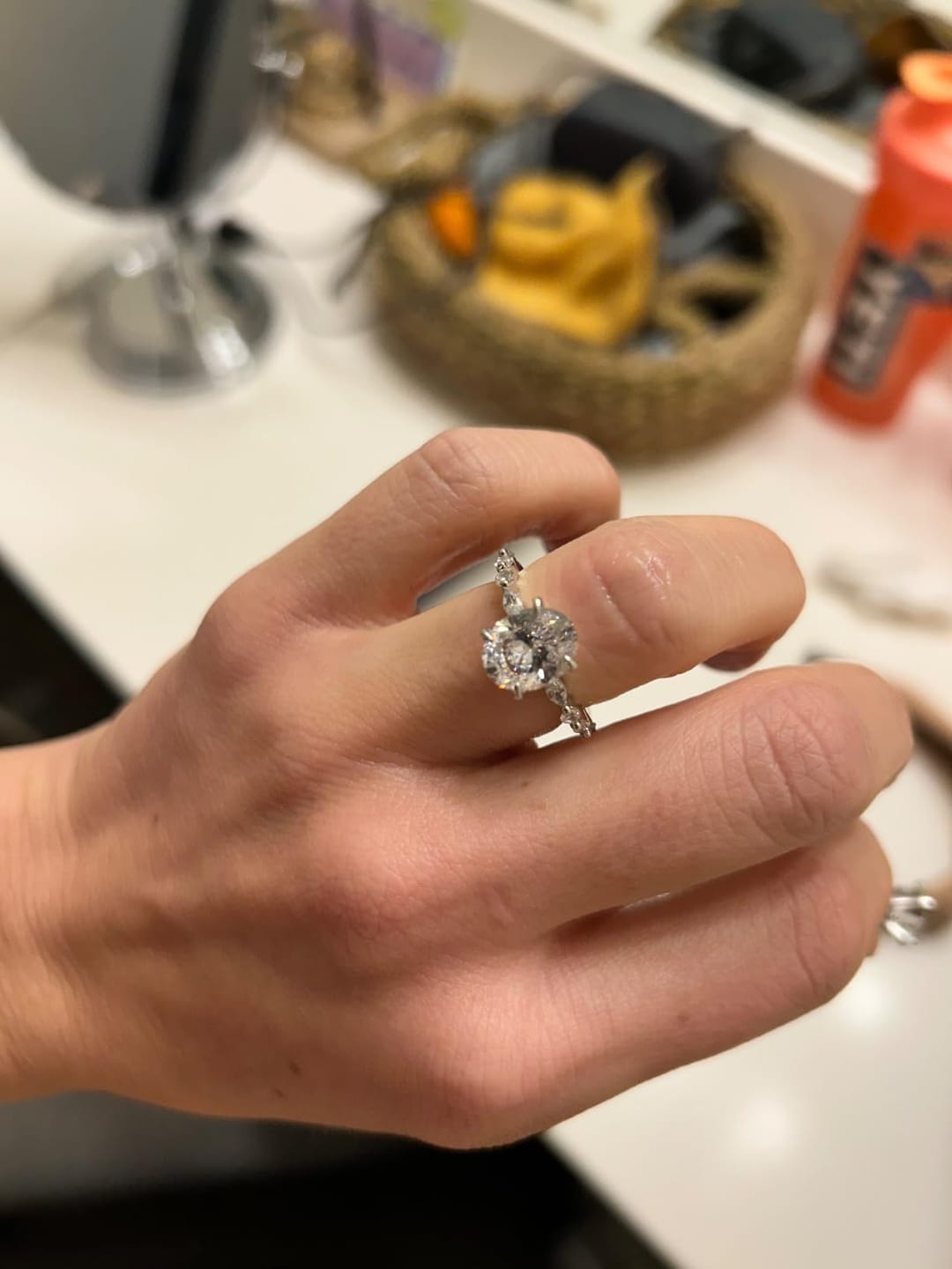 Customer photo review of 3CT Oval Cut Cubic Zirconia Promise Ring in Sterling Silver