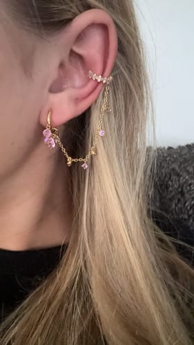 Customer photo review of Kitty Pink Gold Dainty Cuff & Ear Chain