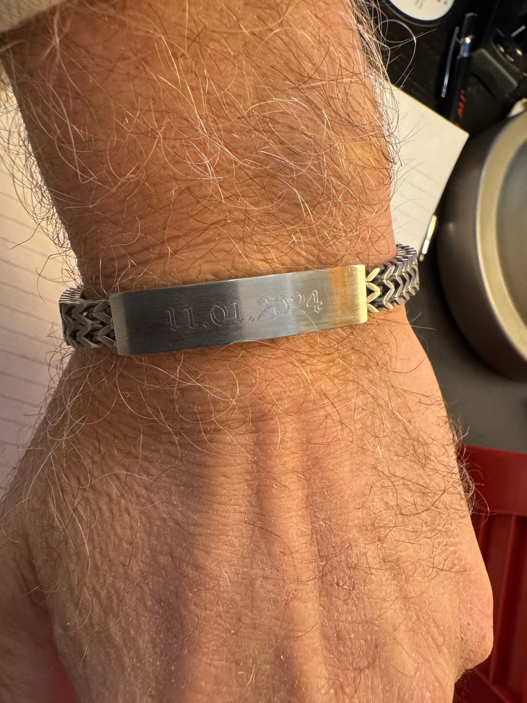Customer photo review of Double Franco Link ID Bracelet