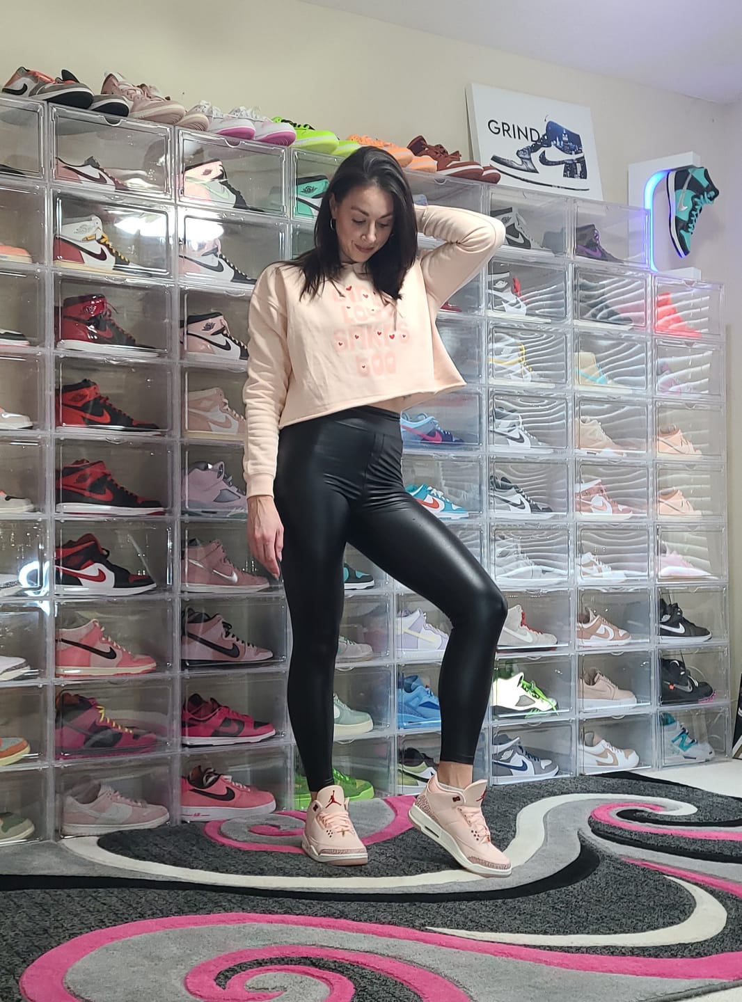 Customer photo review of Candy Heart Crop Hoodie Matching Jordan 3 Valentine's Day 2025