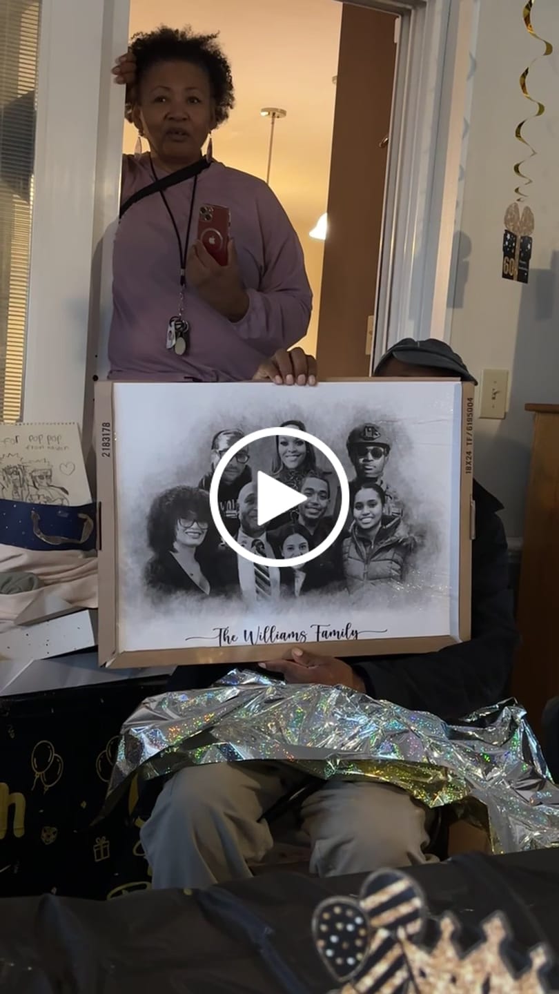 Customer video review of Custom Family Photo Portrait
