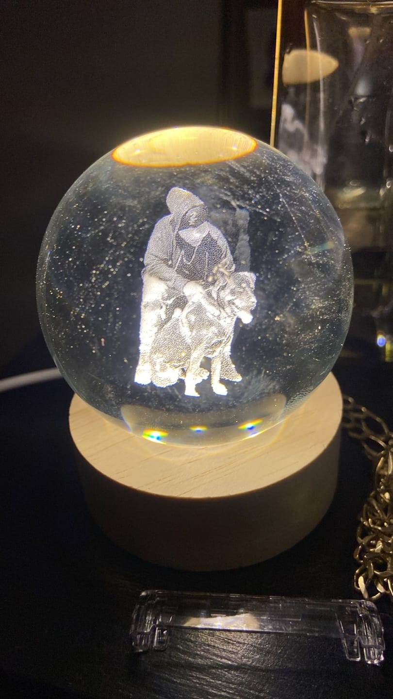 Customer photo review of Esfera de cristal Personalizable
