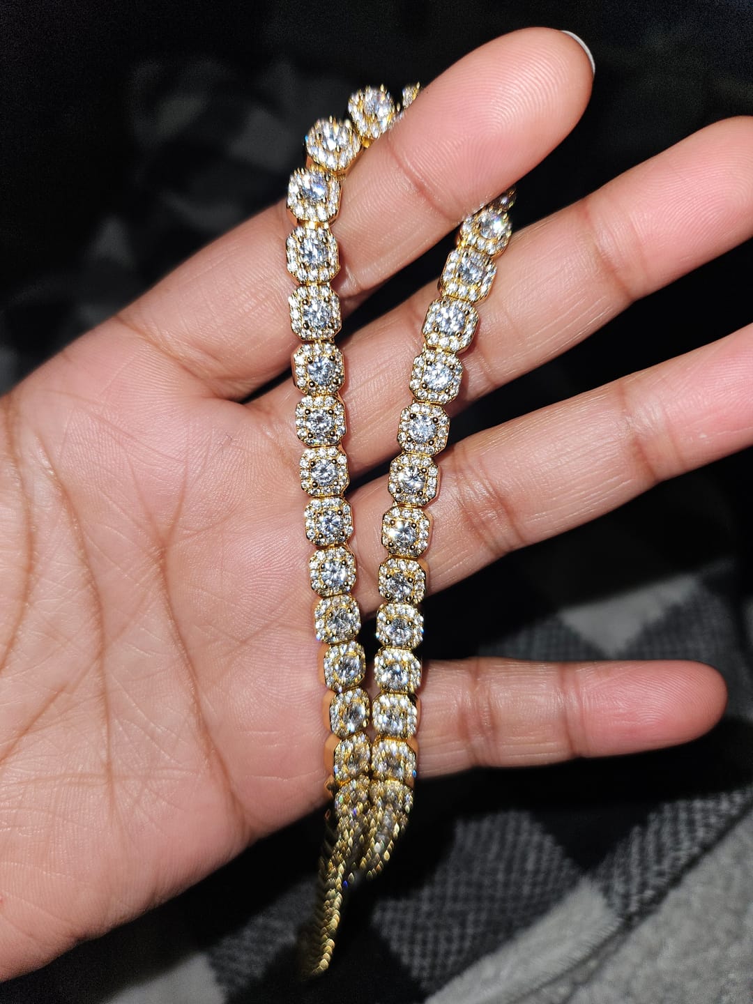 Customer photo review of Micro Clustered Tennis Chain - Gold