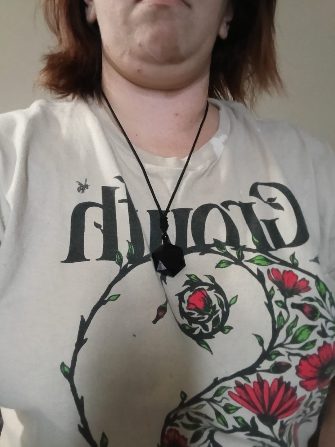 Customer photo review of Obsidian Self Protection Necklace