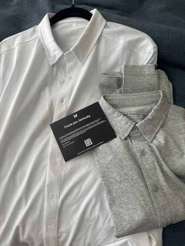 Customer photo review of Long-Sleeve Casual Button-Down: Arctic White