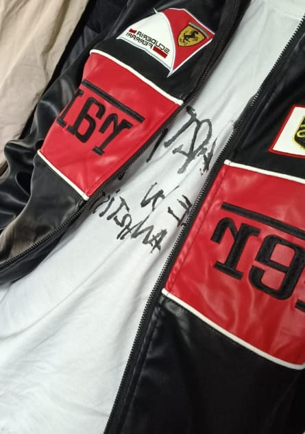 Customer photo review of Ferrari Red Vegan Leather Jacket