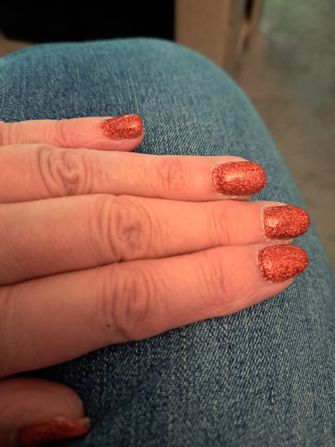 Customer photo review of Ruby Glitter Dipping Powder