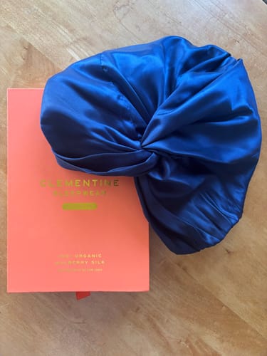 Customer photo review of Organic Silver Ion Silk Hair Bonnet