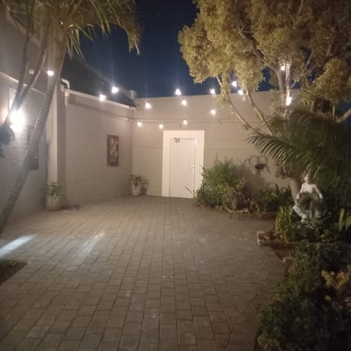 Recensione con foto di un cliente sulle luci a festone a lampadine solari - Lampadine LED tradizionali, nere