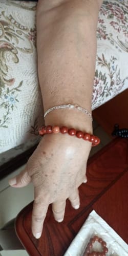 Customer photo review of Red Jasper Natural Stone Bead Bracelets